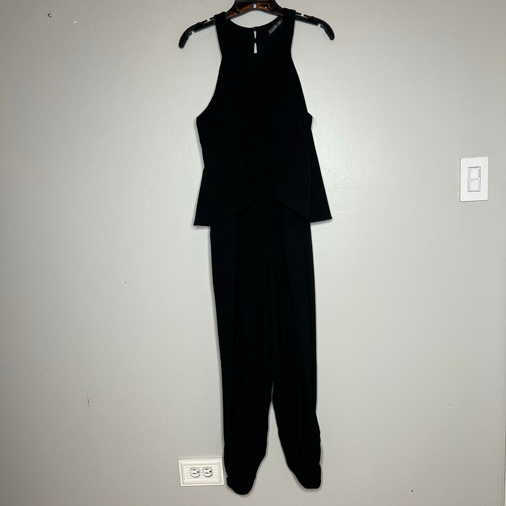 Design Lab Women's‎ Black Jumpsuit Size Large Sleeveless Layered Pockets Flowy